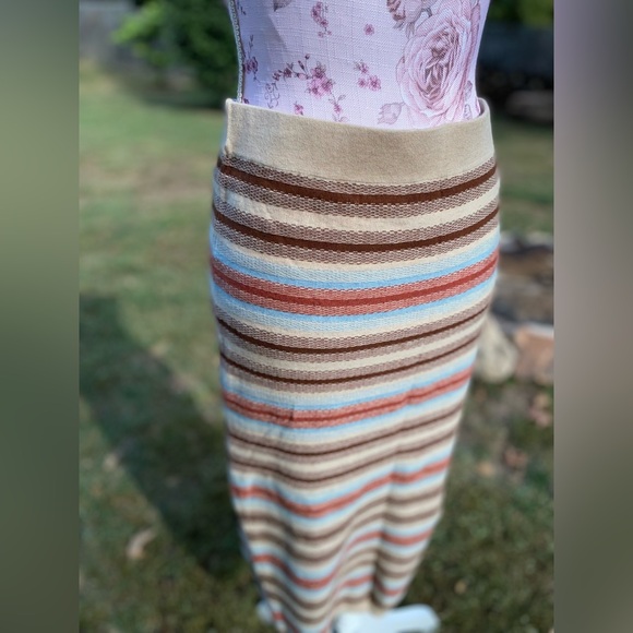 Minnie Rose Cotton Cashmere Striped Midi Skirt (skirt only) (read description) - Picture 3 of 16